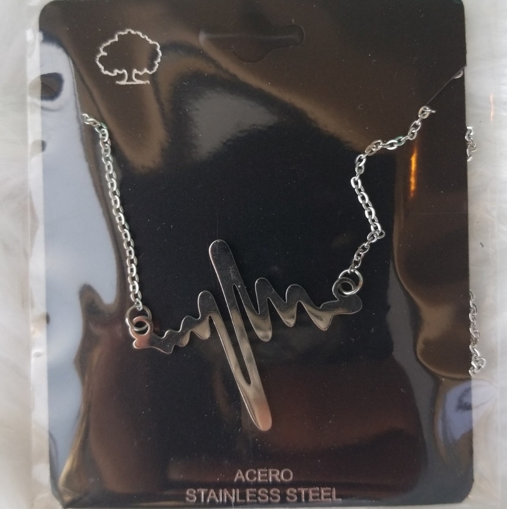 New stainless steel heartbeat necklace.